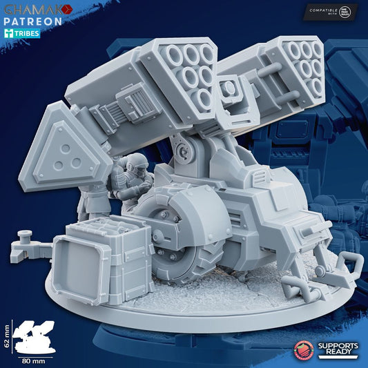 Freedom Guard Multi Rocket Launcher, Imperial Army proxy miniature, artillery, 28mm heroic scale unpainted resin