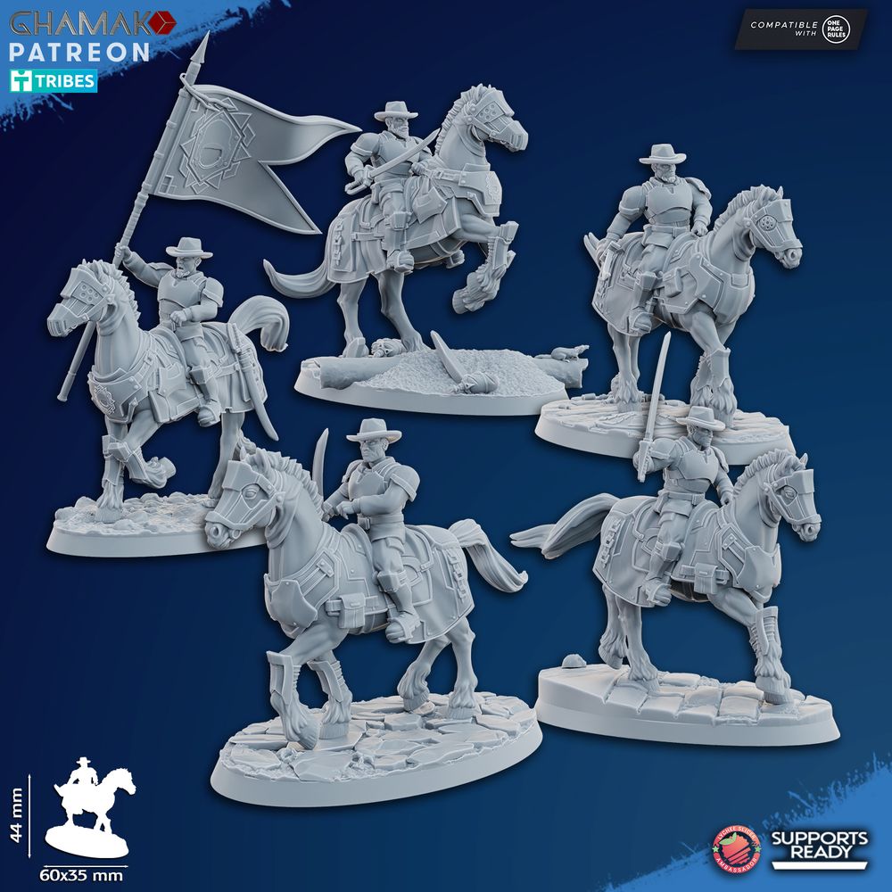 Imperial Army Freedom Guard Cavalry (5 Units), 28mm heroic scale unpainted resin