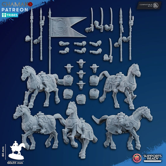 Imperial Army Freedom Guard Cavalry (5 Units), 28mm heroic scale unpainted resin, view 2