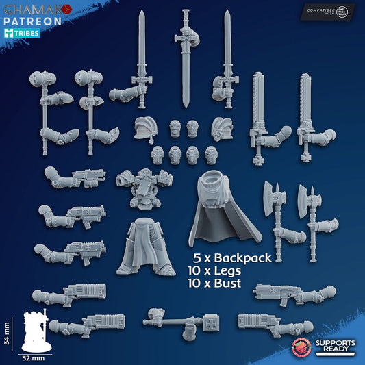 Crusader Knights Inner Circle Brotherhood (10 Units), proxy miniature, squad, 28mm heroic scale, view 2