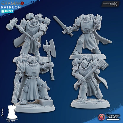 Crusader Knights Inner Circle Brotherhood (10 Units), proxy miniature, squad, 28mm heroic scale, view 5