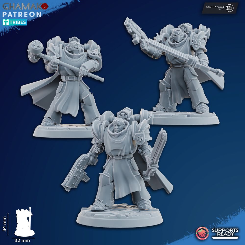 Crusader Knights Inner Circle Brotherhood (10 Units), proxy miniature, squad, 28mm heroic scale, view 8