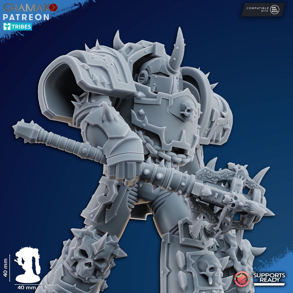 Dark Space Knights Exterminator Lord V2, proxy miniature, character, 28mm heroic scale unpainted, view 3