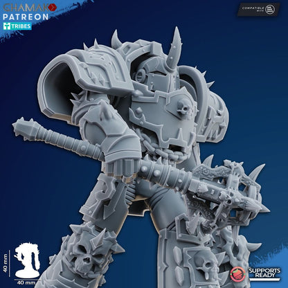 Dark Space Knights Exterminator Lord V2, proxy miniature, character, 28mm heroic scale unpainted, view 3