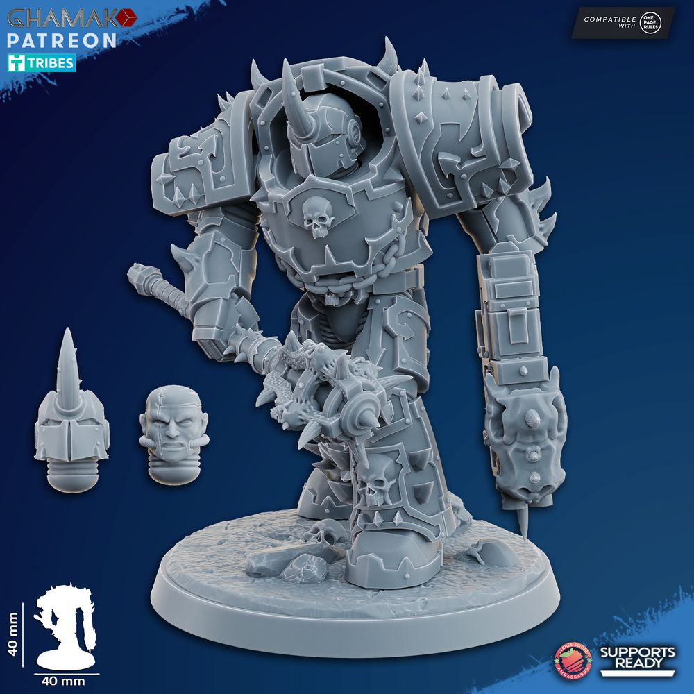 Dark Space Knights Exterminator Lord Hitch, proxy miniature, character, 28mm heroic scale unpainted resin