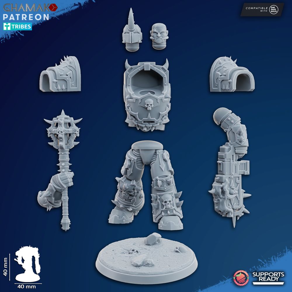 Dark Space Knights Exterminator Lord Hitch, proxy miniature, character, 28mm heroic scale unpainted, view 