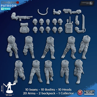 Imperial Army Freedom Guard Assault Team (10 Units), 28mm heroic scale unpainted resin, view 2