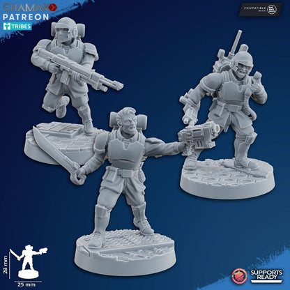 Imperial Army Freedom Guard Assault Team (10 Units), 28mm heroic scale unpainted resin, view 5