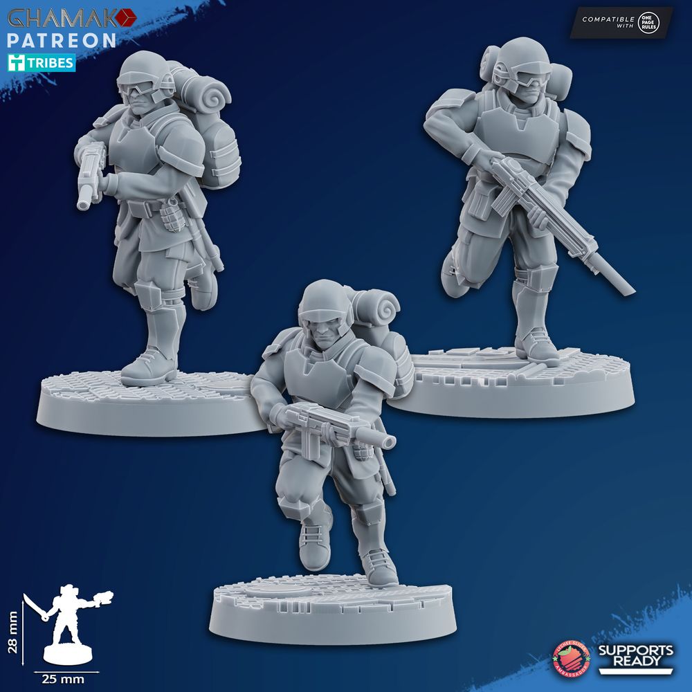 Imperial Army Freedom Guard Assault Team (10 Units), 28mm heroic scale unpainted resin, view 3