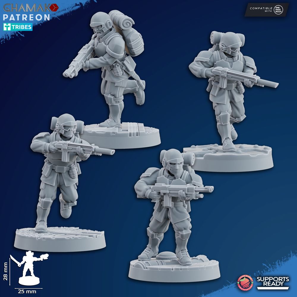 Imperial Army Freedom Guard Assault Team (10 Units), 28mm heroic scale unpainted resin, view 4