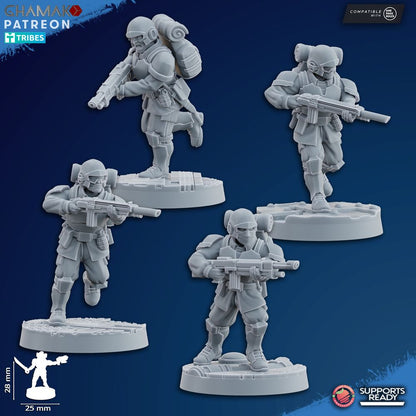 Imperial Army Freedom Guard Assault Team (10 Units), 28mm heroic scale unpainted resin, view 4
