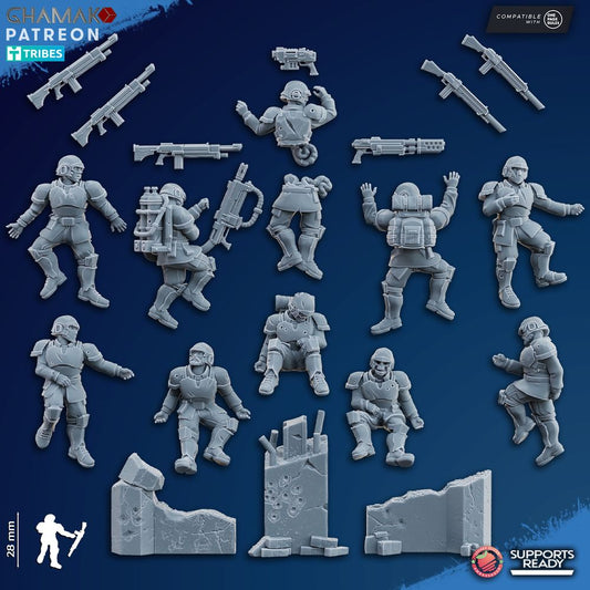 Imperial Army Freedom Guard Casualties (10 Units), 28mm heroic scale unpainted resin, view 2