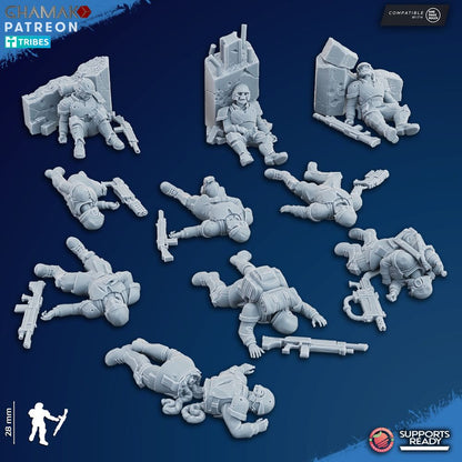 Imperial Army Freedom Guard Casualties (10 Units), 28mm heroic scale unpainted resin