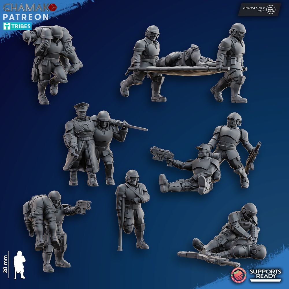 Freedom Guard Wounded, Imperial Army proxy miniature, infantry, 28mm heroic scale unpainted resin