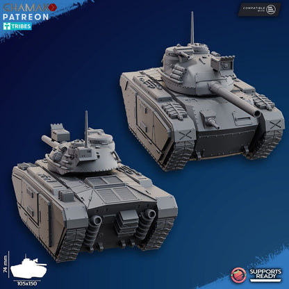 Freedom Guard Main Battle Tank, Imperial Army proxy miniature, 28mm heroic scale unpainted resin, view 2