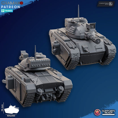 Freedom Guard Main Battle Tank, Imperial Army proxy miniature, 28mm heroic scale unpainted resin, view 3