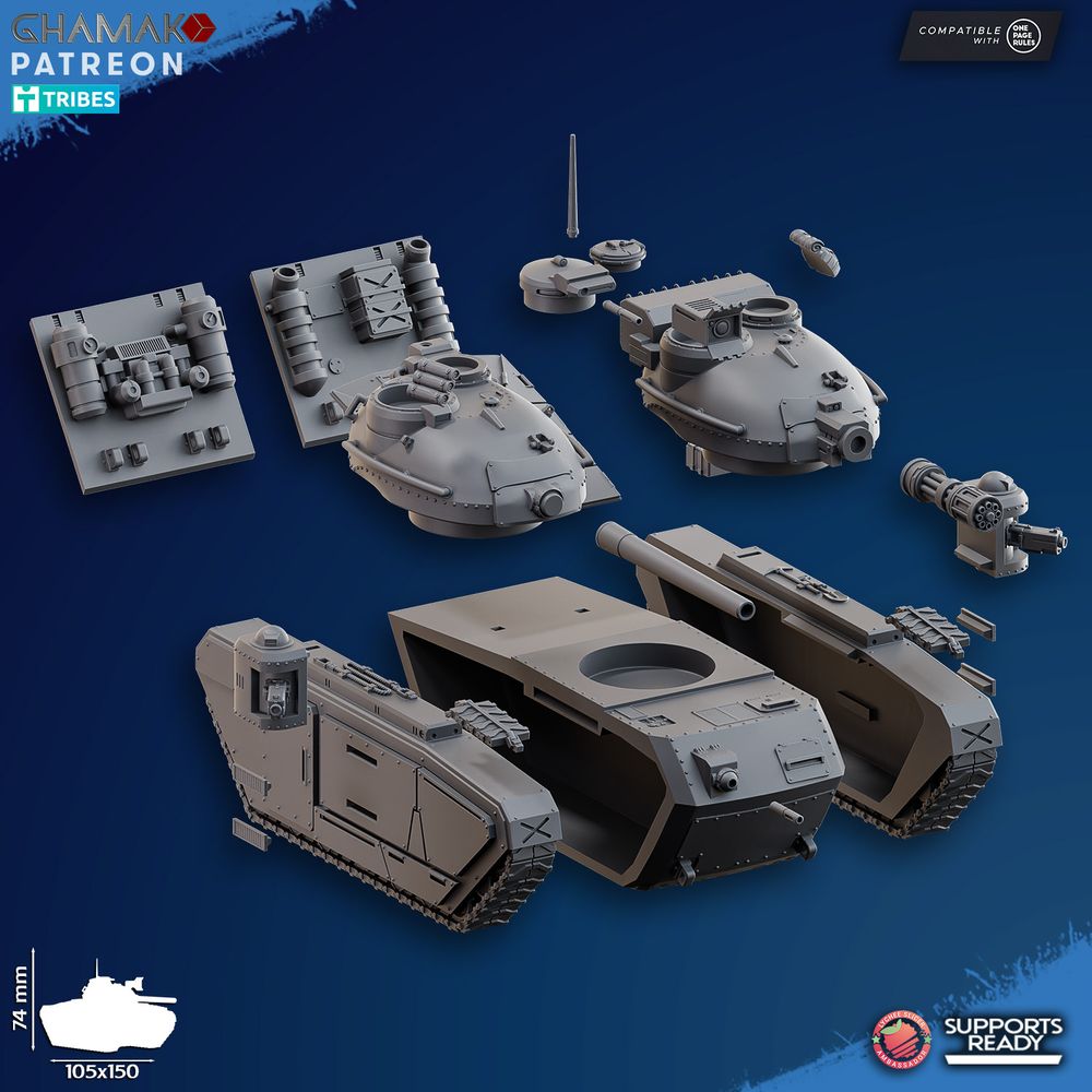 Freedom Guard Main Battle Tank, Imperial Army proxy miniature, 28mm heroic scale unpainted resin, view 4