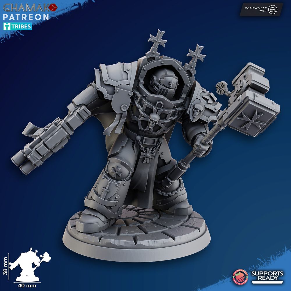 Crusader Knights Lord Exterminator V2, proxy miniature, character, 28mm heroic scale unpainted resin