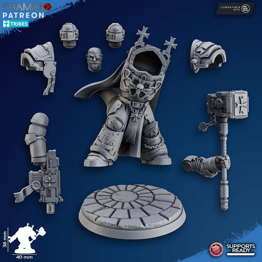 Crusader Knights Lord Exterminator V2, proxy miniature, character, 28mm heroic scale unpainted, view 2