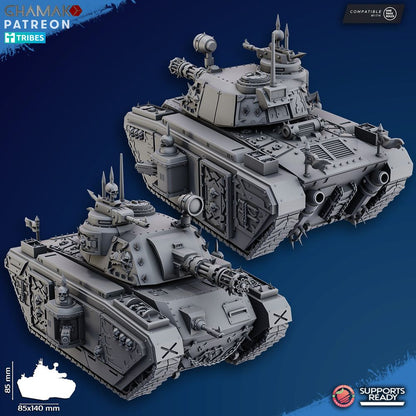 Dark Space Knights Terror Battle Tank, proxy miniature, 28mm heroic scale unpainted resin, view 3