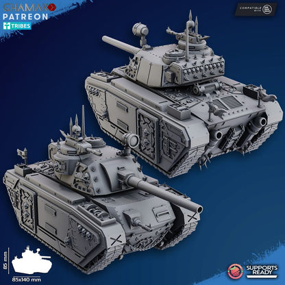 Dark Space Knights Terror Battle Tank, proxy miniature, 28mm heroic scale unpainted resin, view 4