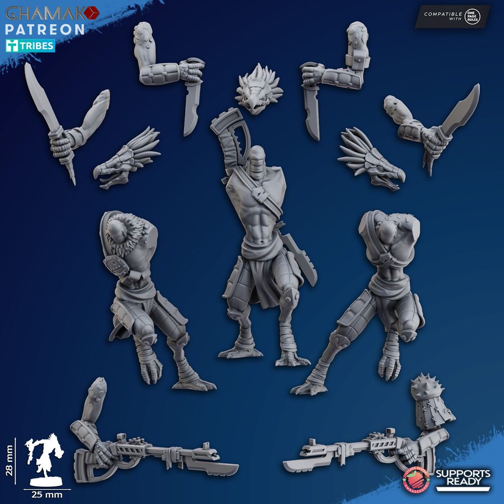 Tuai Scavengers, proxy miniature, 28mm heroic scale unpainted resin, view 2