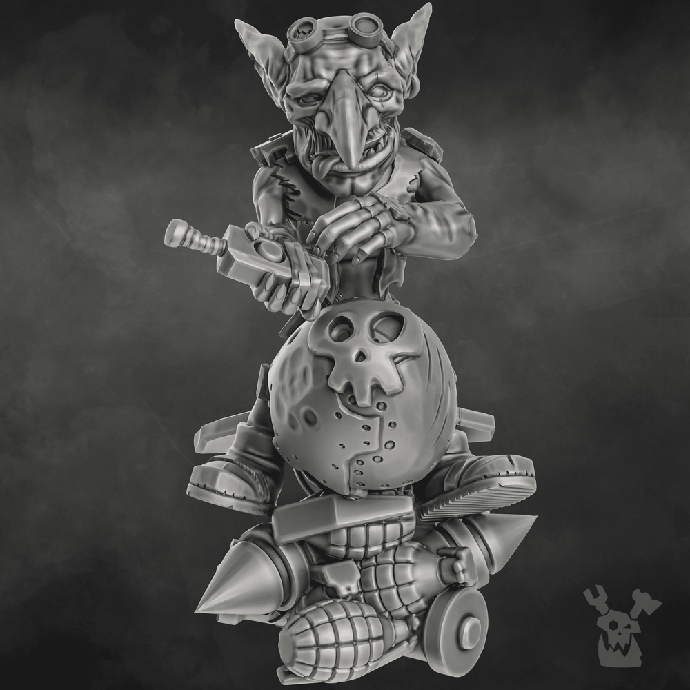 Orks Bomb Goblin, proxy miniature, 28mm heroic scale unpainted resin, view 6