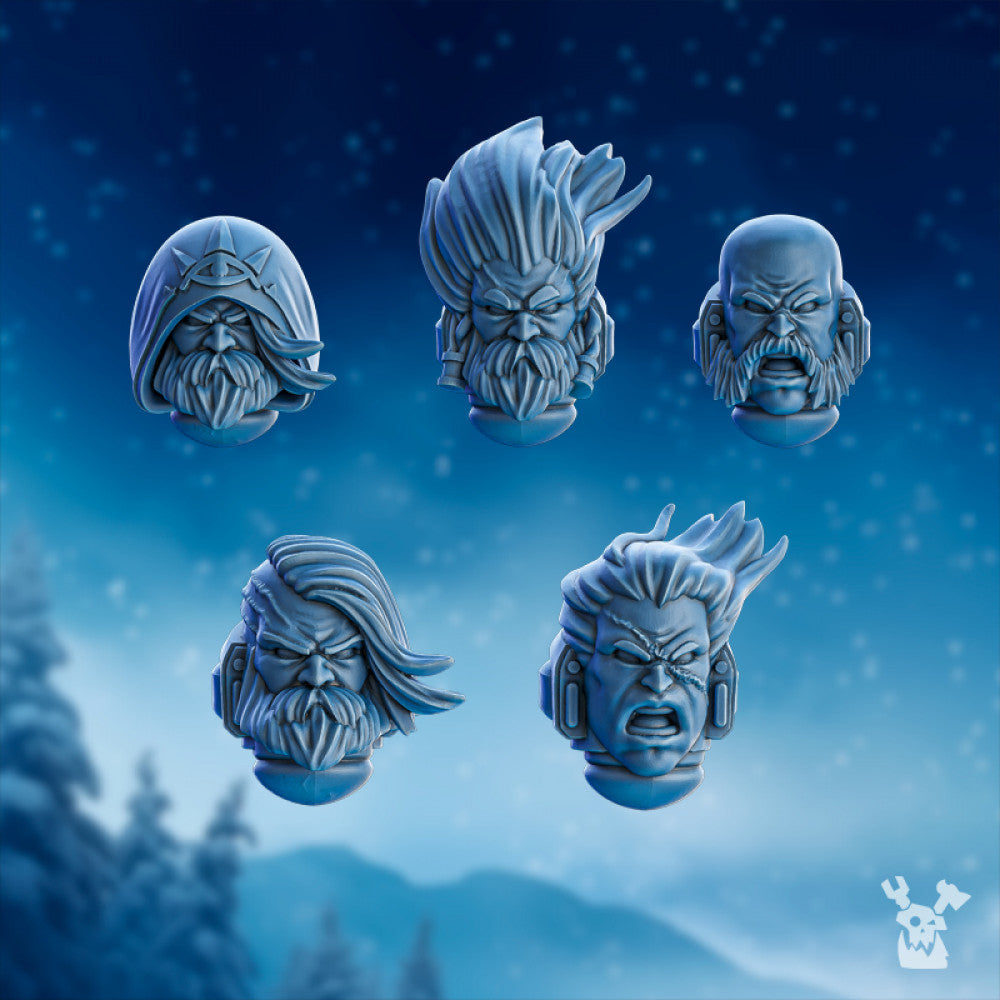 Wolf Knights Commander Heads Set, resin conversion bits, character, 28mm heroic scale unpainted resin