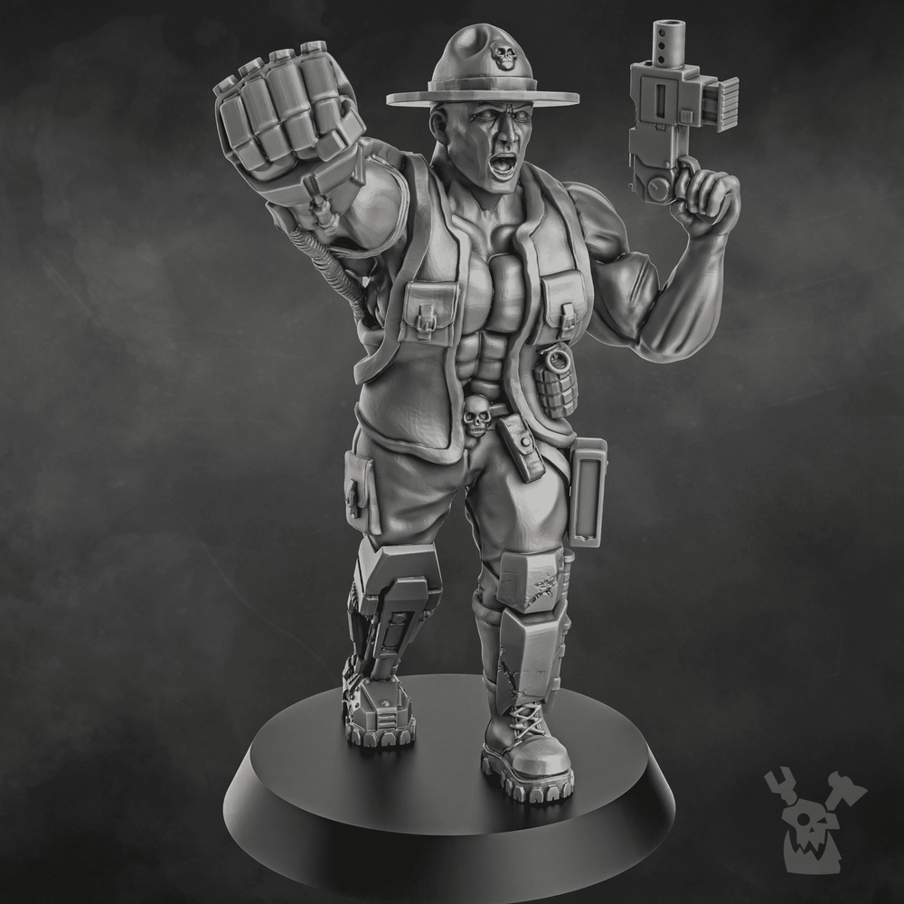 Imperial Army Jungle Fighters Commander, 28mm heroic scale unpainted resin, view 3