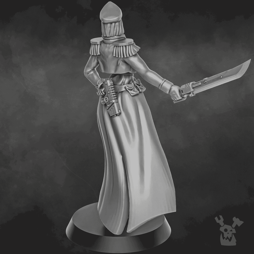 Imperial Army Female Commissar, 28mm heroic scale unpainted resin
