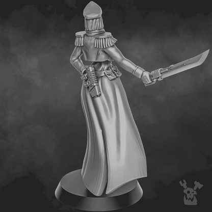 Imperial Army Female Commissar, 28mm heroic scale unpainted resin