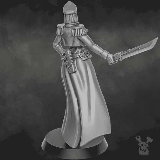 Imperial Army Female Commissar, 28mm heroic scale unpainted resin