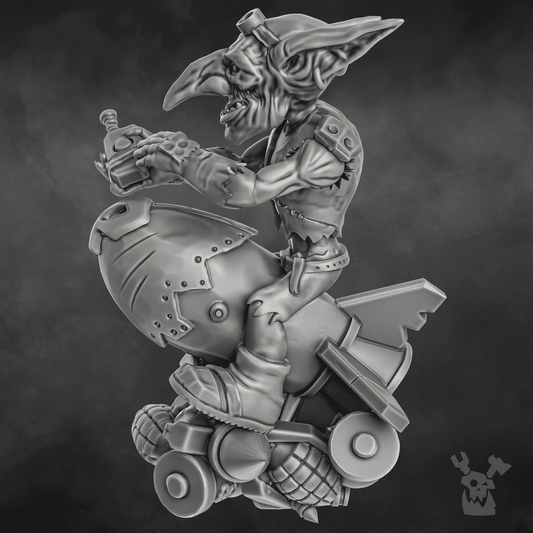 Orks Bomb Goblin, proxy miniature, 28mm heroic scale unpainted resin, view 2