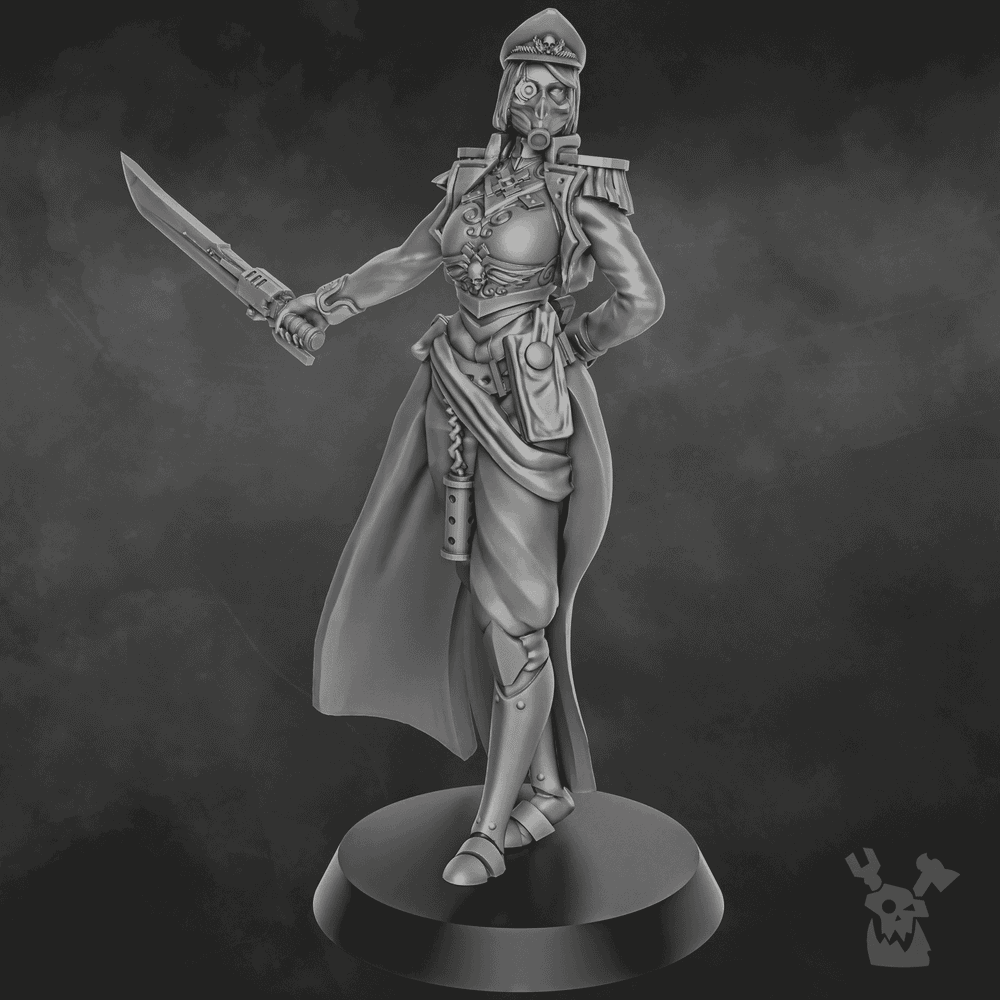 Imperial Army Female Commissar, 28mm heroic scale unpainted resin, view 3