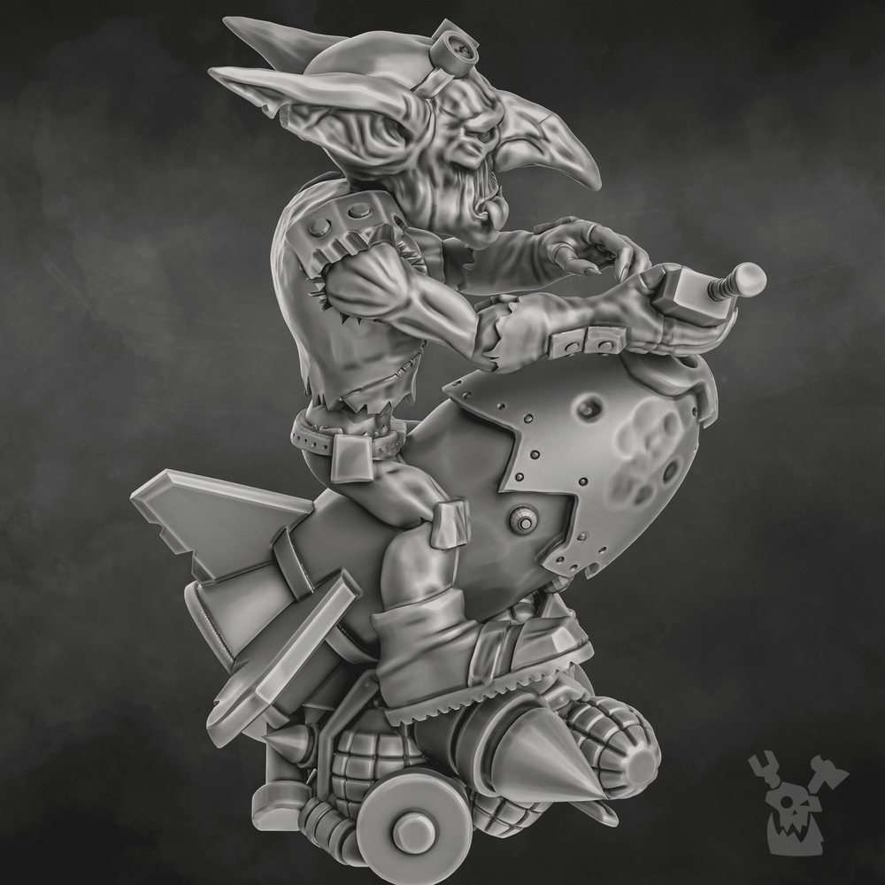 Orks Bomb Goblin, proxy miniature, 28mm heroic scale unpainted resin, view 4