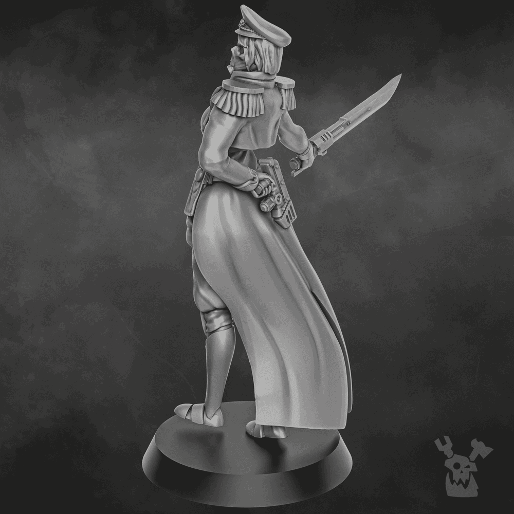 Imperial Army Female Commissar, 28mm heroic scale unpainted resin, view 5