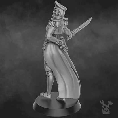 Imperial Army Female Commissar, 28mm heroic scale unpainted resin, view 5