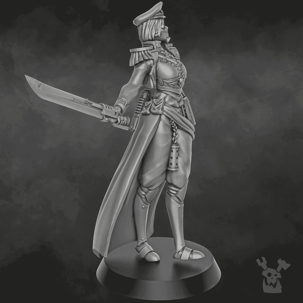 Imperial Army Female Commissar, 28mm heroic scale unpainted resin, view 10