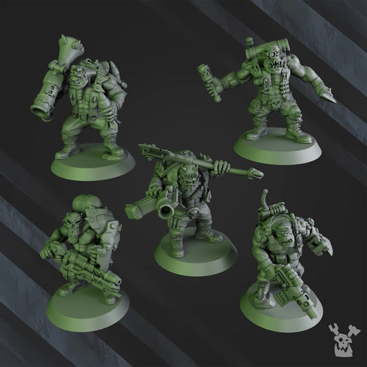 Orks Blak Orks Mob, proxy miniature, squad, 28mm heroic scale unpainted resin, view 2