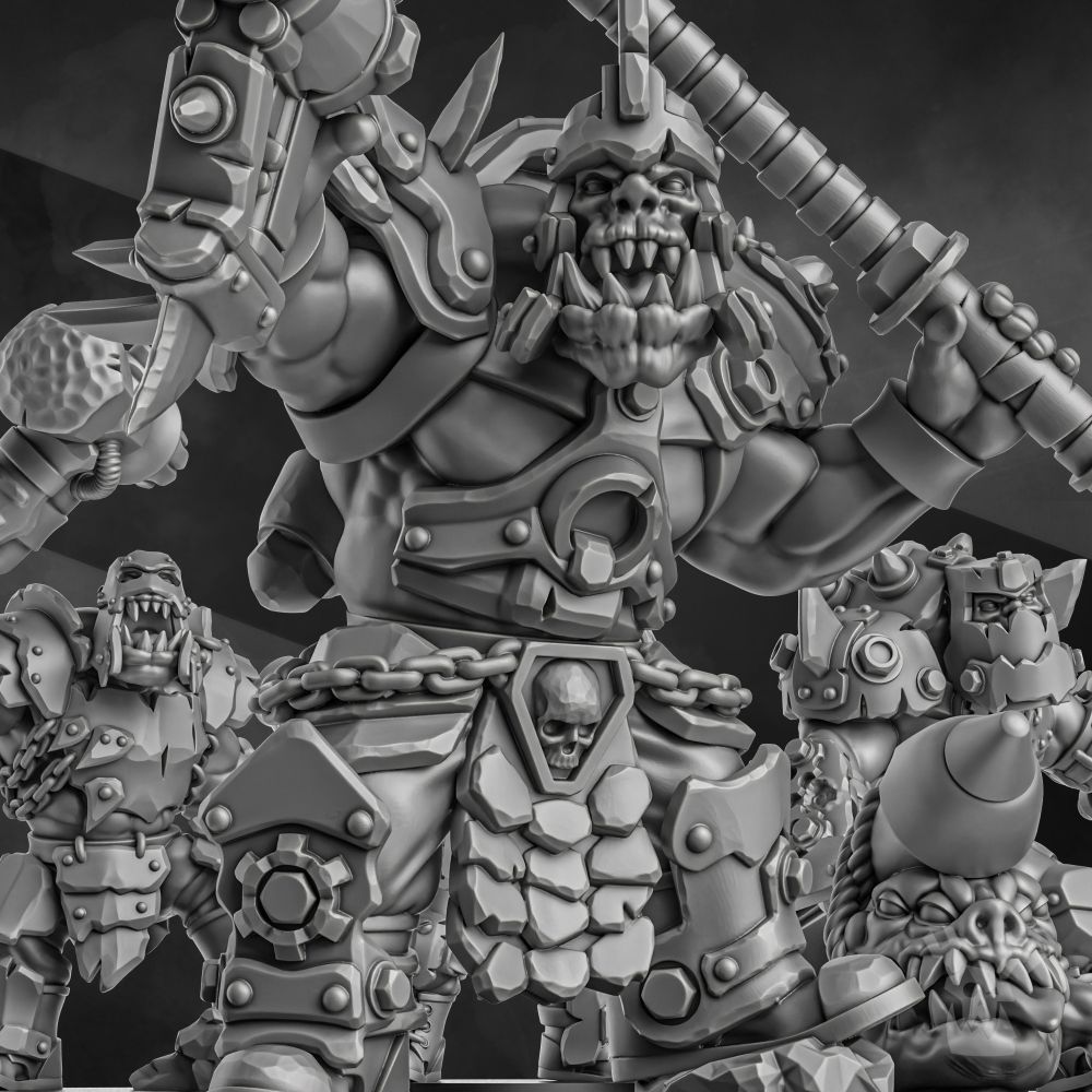 Orks Head Crackaz Mob, proxy miniature, squad, 28mm heroic scale unpainted resin, view 2