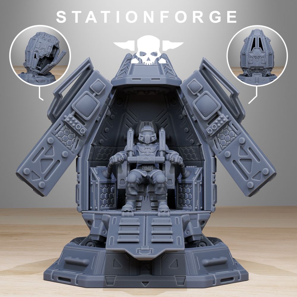 Vaskar Drop Pod, Imperial Army proxy miniature, 28mm heroic scale unpainted resin