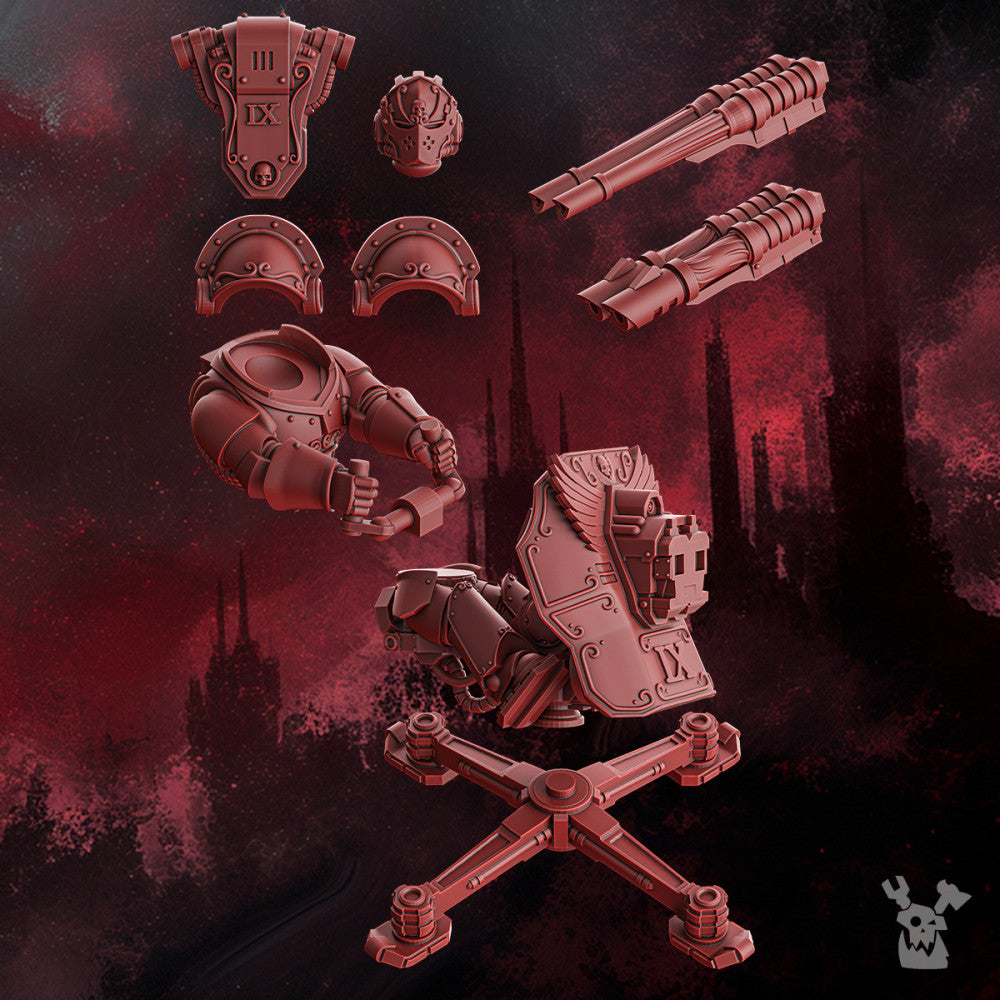 Crimson Knights Support Turret, resin conversion bits, artillery, 28mm heroic scale unpainted resin