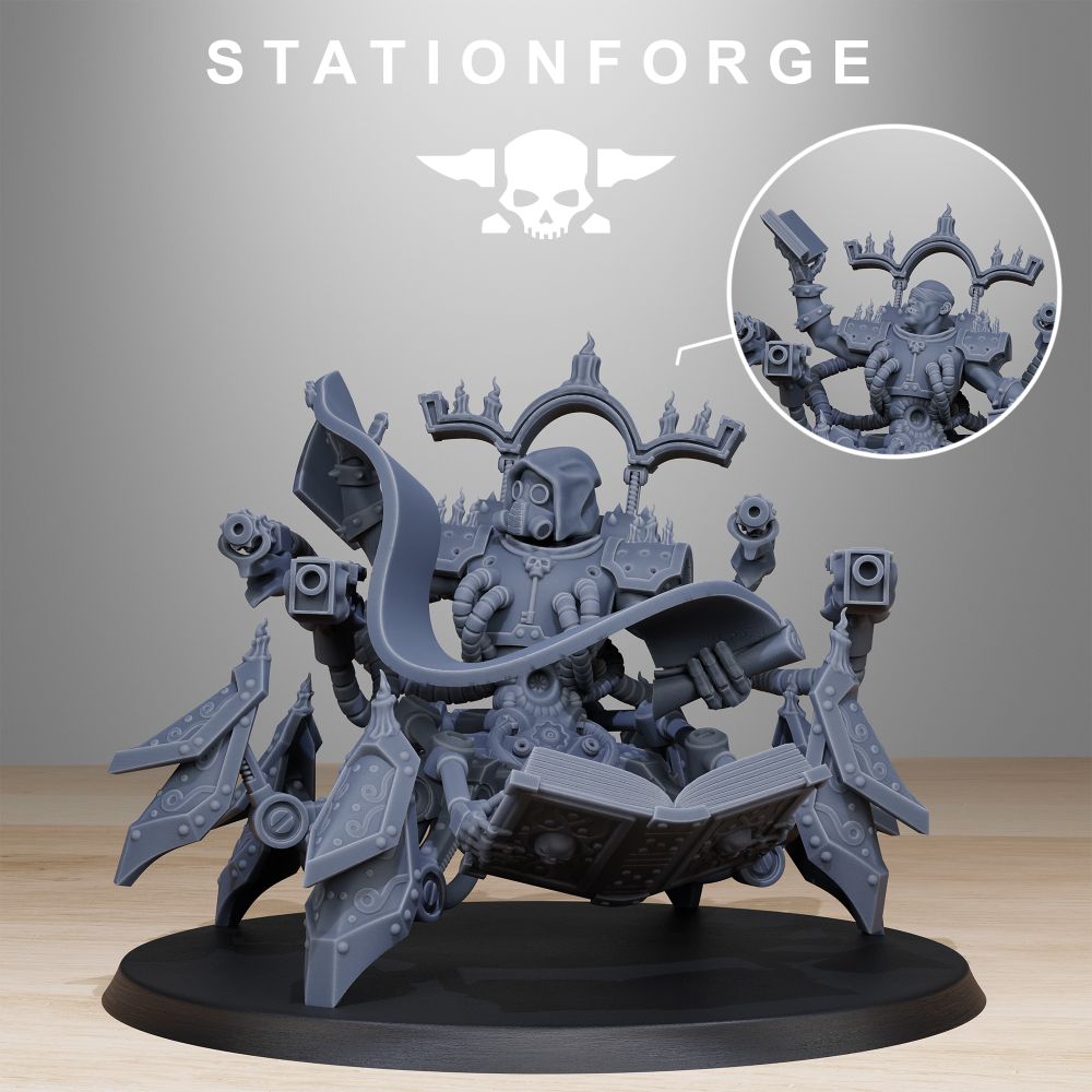 Scavenger Librarian, Tech Priests proxy miniature, 28mm heroic scale unpainted resin