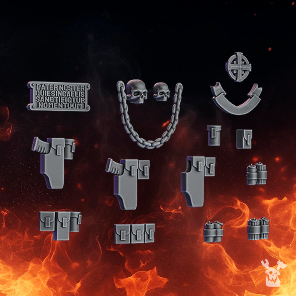 Crusader Knights Decor Bits, resin conversion bits, 28mm heroic scale unpainted resin