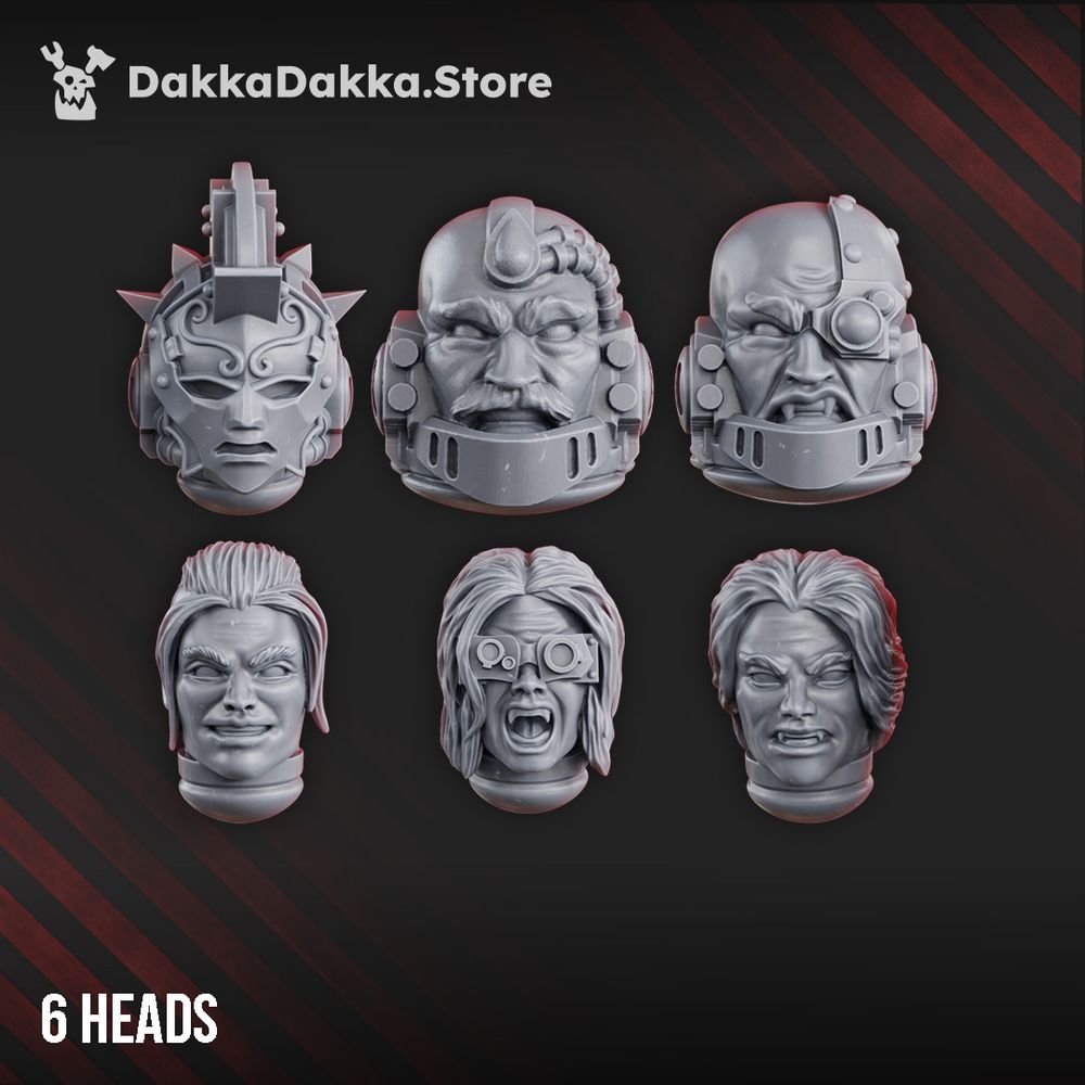 Crimson Knights Hero Heads Set, resin conversion bits, character, 28mm heroic scale unpainted resin, view 2