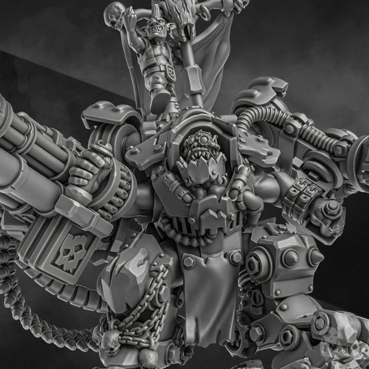 Orks Gharghkool Da Big Wrecka, proxy miniature, 28mm heroic scale unpainted resin, view 2