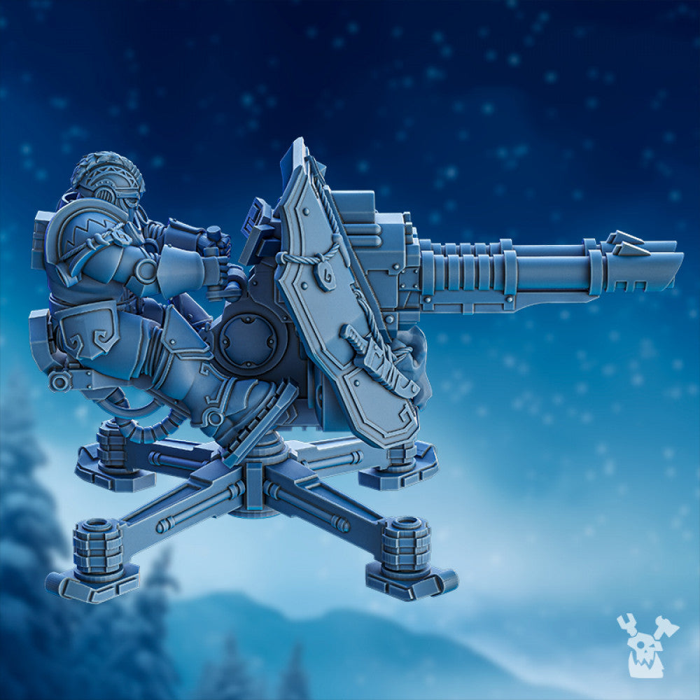 Wolf Knights Turret, proxy miniature, artillery, 28mm heroic scale unpainted resin, view 3