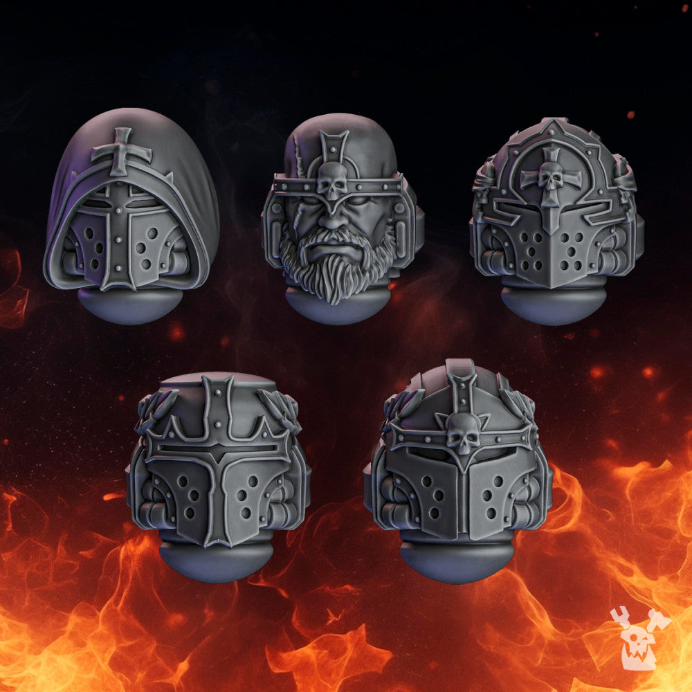 Crusader Knights Crusader Heads, resin conversion bits, 28mm heroic scale unpainted resin