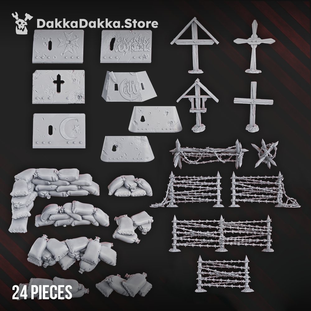 Trench Warfare Decor Bits, 28mm heroic scale unpainted resin, view 6