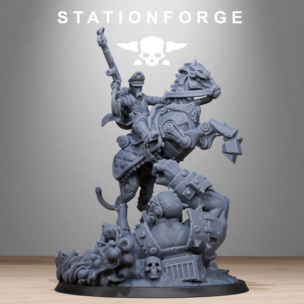 Grim Guard Officer Horseman, Imperial Army proxy miniature, infantry, 28mm heroic scale unpainted resin